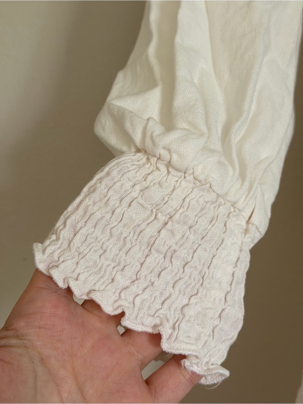 Zara Cream Smocked-Waist V-Neck Mini Dress - Picture 3 of 6
